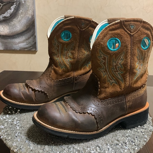 ARIAT FatBaby Sheila 8.5  Brown Leather Cowgirl Boots. - Picture 1 of 13